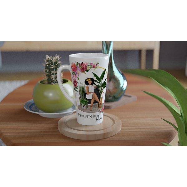 "It's my time to bloom" White Latte 17oz Ceramic Mug