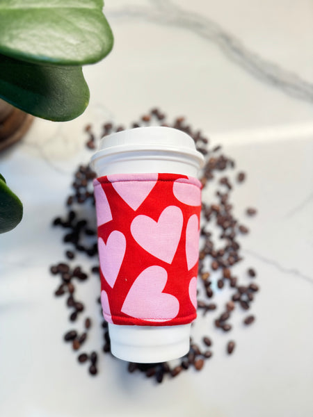 Pink Hearts Coffee Sleeve