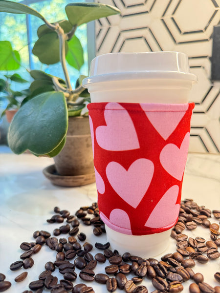 Pink Hearts Coffee Sleeve